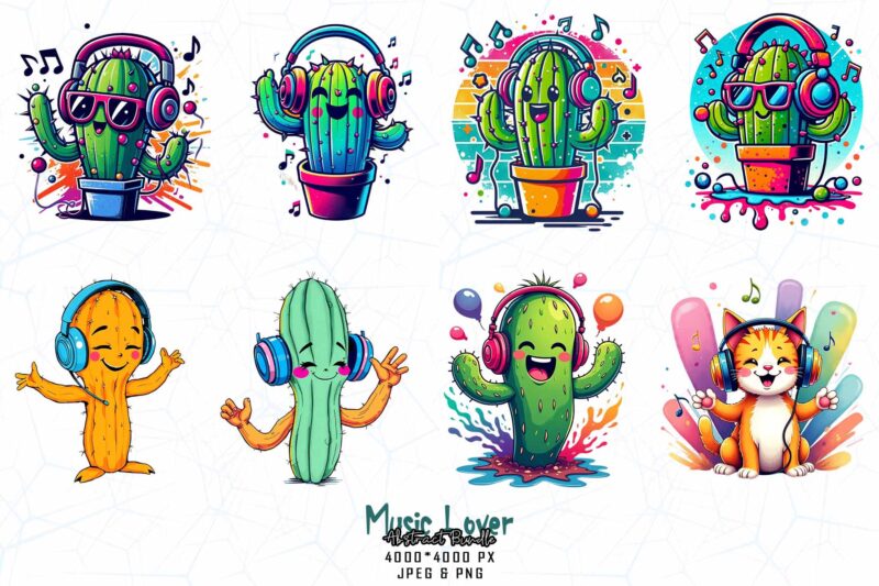 Popular Abstract Music Lover t-shirt design bundle of 20 designs – download instantly