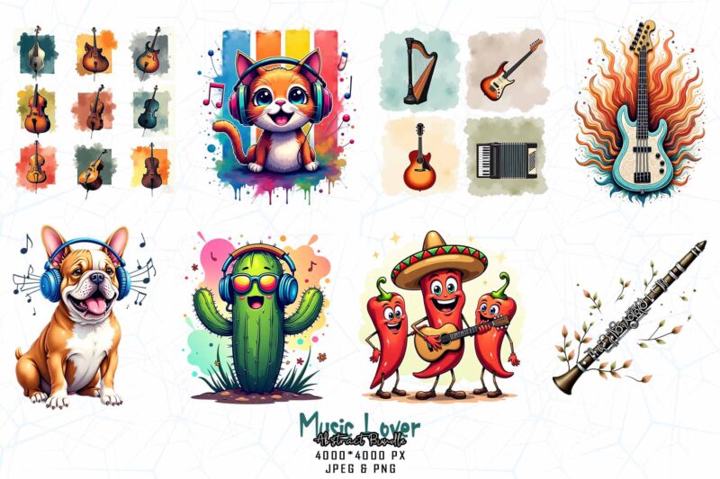 Vintage Music Lover t-shirt design bundle of 100 designs – download instantly Retro Vintage Illustration Mega Bundle
