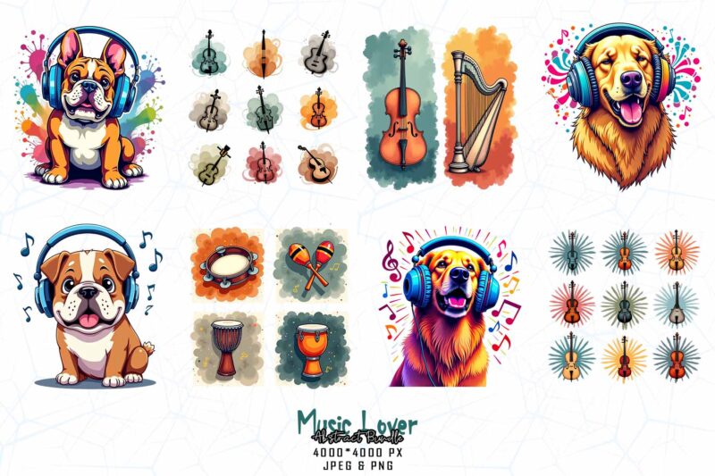 Vintage Music Lover t-shirt design bundle of 100 designs – download instantly Retro Vintage Illustration Mega Bundle
