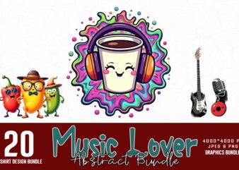 Popular Abstract Music Lover t-shirt design bundle of 20 designs – download instantly