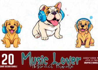 Trendy Retro Music Lover t-shirt design bundle of 20 designs