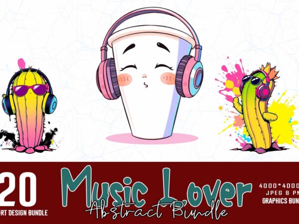 Vintage music lover t-shirt design bundle of 20 designs