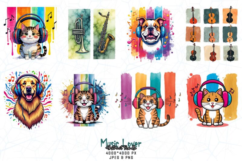 Vintage Music Lover t-shirt design bundle of 100 designs – download instantly