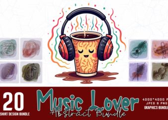 Vintage Music Lover t-shirt design bundle of 20 designs – download instantly