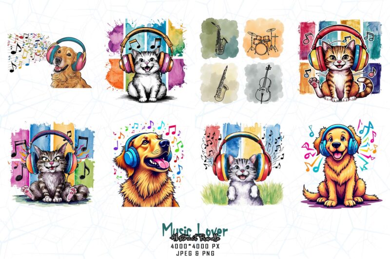 Vintage Music Lover t-shirt design bundle of 20 designs – download instantly