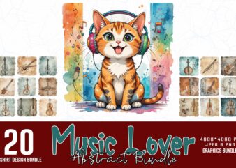 Popular Abstract Music Lover t-shirt design bundle of 20 designs – download instantly