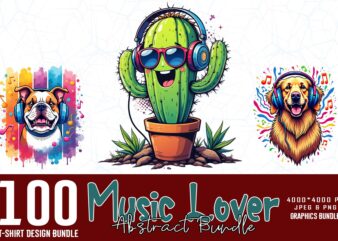 Vintage Music Lover t-shirt design bundle of 100 designs – download instantly