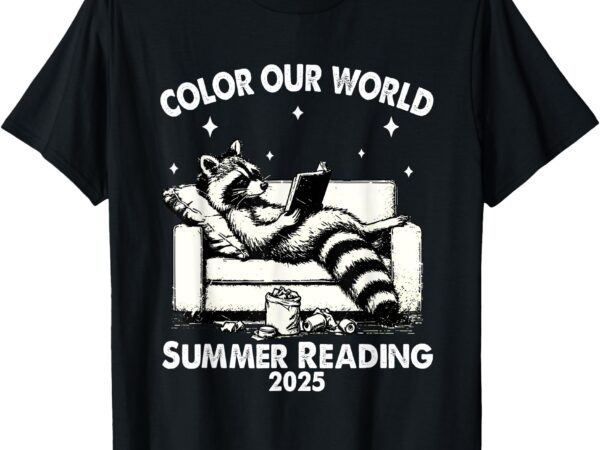 Nice raccoon book lover summer reading 2025 t-shirt