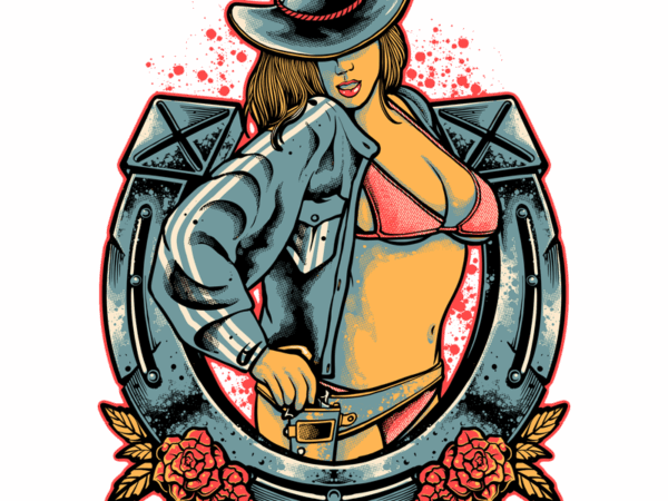 Cowgirl phose t shirt vector file