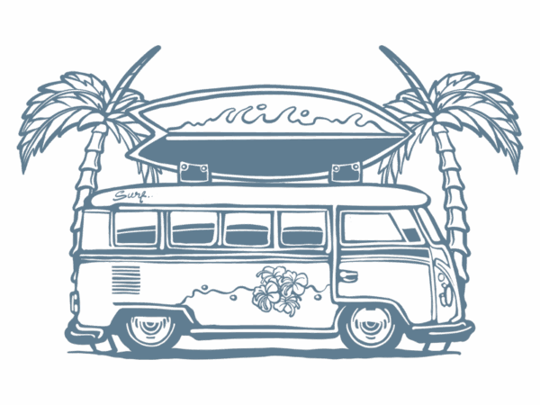 Vw surf t shirt vector art