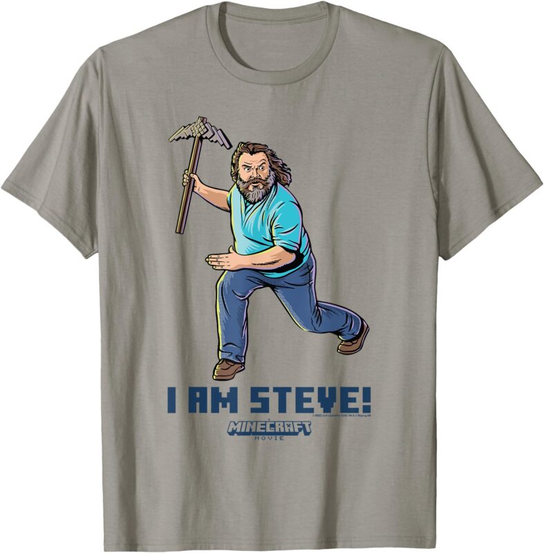 A Minecraft Movie I Am Steve Wielding Stone Pickaxe T-Shirt