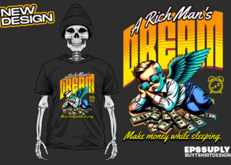 Make Money While Sleeping urban streetwear t-shirt design png ready to print and silkscreen printing