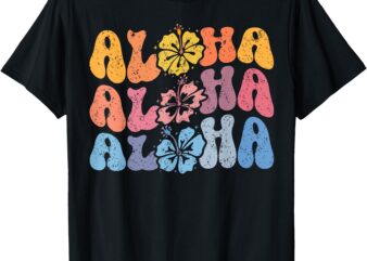 Aloha Hawaiian Summer Vacation Shaka Hibiscus Kids Girls T-Shirt