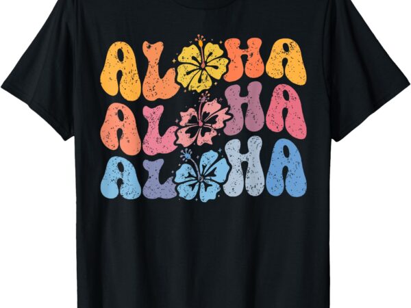 Aloha hawaiian summer vacation shaka hibiscus kids girls t-shirt