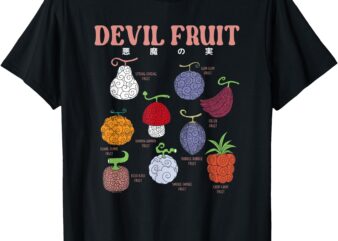 Anime Devil Fruit Varieties Illustration T-Shirt