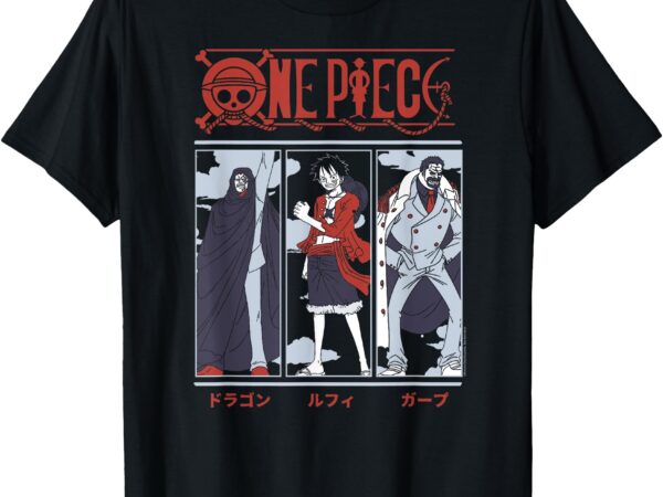 Anime meet the monkeys dragon, luffy, and garp t-shirt