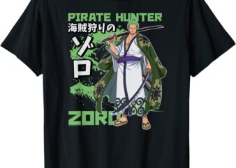 Anime Pirate Hunter Zoro Wano Costume Kanji T-Shirt