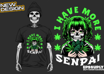 ANIME CANNABIS, urban streetwear t-shirt design png ready to print and silkscreen printing