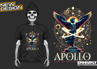APOLLO THE GOD urban streetwear t-shirt design png ready to print and silkscreen printing