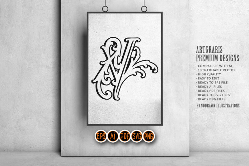 Ornamental V Initial Outline with Vintage Flourishes