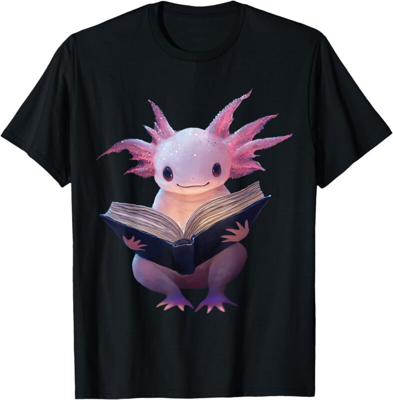 Axolotl Bookworm Reading Book Funny Kawaii Graphic T-Shirt