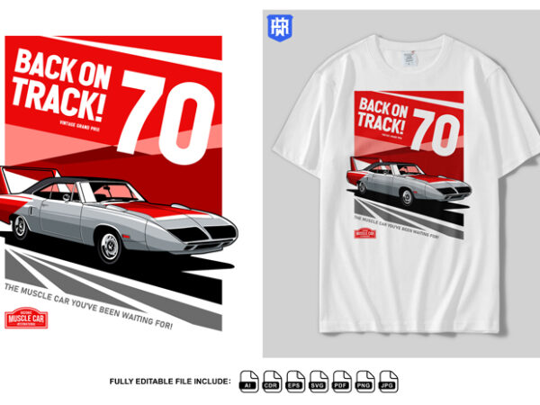 Back on track vintage grand prix t shirt template