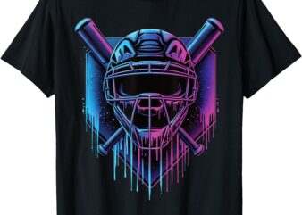 Baseball Catcher Mask Paint Dripping Baseball Fan Young Boys T-Shirt