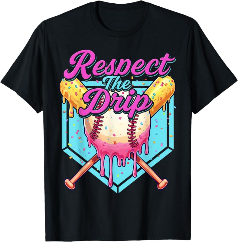 Baseball Drip Boys Home Plate Youth sports Respect The Drip T-Shirt
