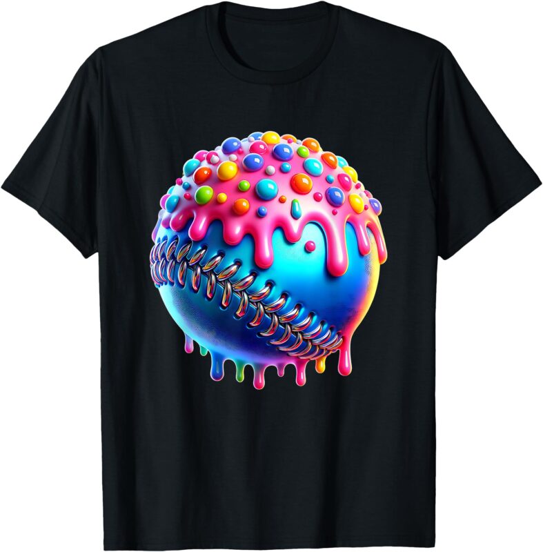 Baseball Ice Cream Drip Youth Boys Kids Baseball T-Shirt