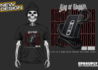 Black king cobra urban streetwear t-shirt design png ready to print and silkscreen printing