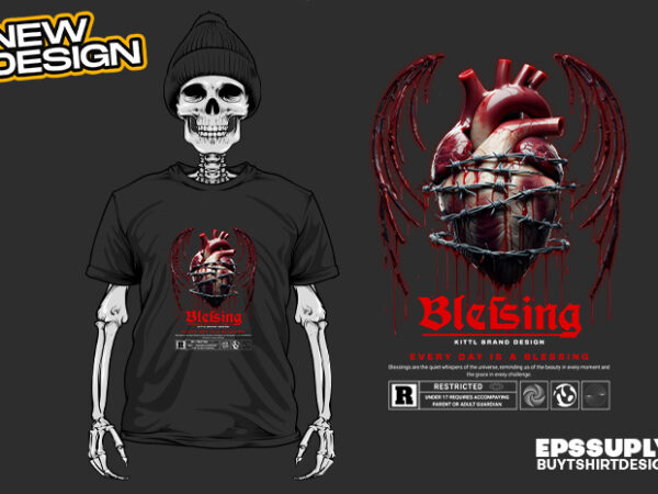 Blesing urban streetwear t-shirt design png ready to print and silkscreen printing Blesing urban streetwear t-shirt design png ready to print and silkscreen printing