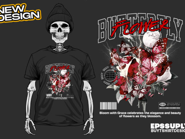 Butterfly urban streetwear t-shirt design png ready to print and silkscreen printing Butterfly urban streetwear t-shirt design png ready to print and silkscreen printing