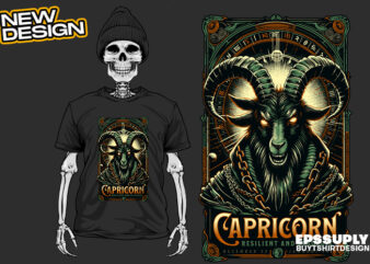 ZODIAK CAPRICORN urban streetwear t-shirt design png ready to print and silkscreen printing