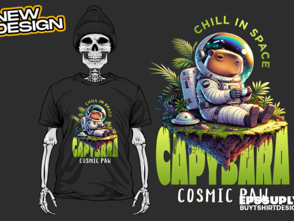 Capybara chill in space “funny cartoon streetwear graphic tee – quirky & bold illustration”