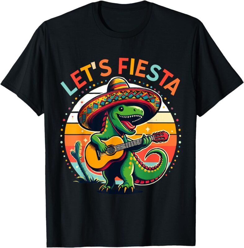 Cinco De Mayo Boys Kids Let’s Fiesta Dinosaur Mexican T-Shirt