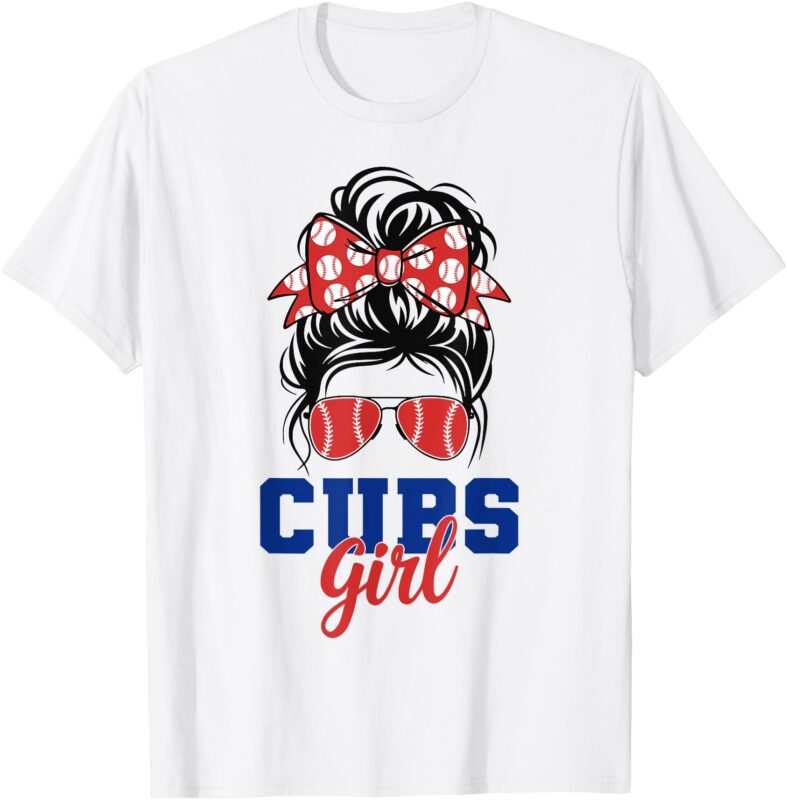 Cubs Girl Messy Bun Design For Men Women And Kids T-Shirt