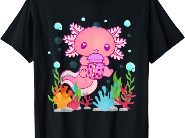 Cute axolotl boba tea kawaii anime teen girls kids boys t-shirt