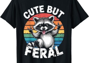 Cute But Feral Toddler Funny Raccoon Racoon Kids Feral Child T-Shirt