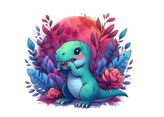 Cute Dinosaur Retro Illustration T-shirt design
