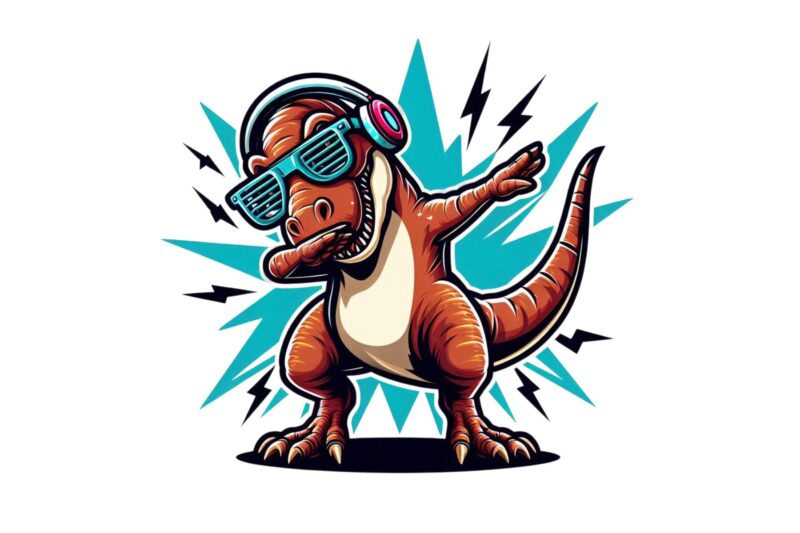 Colourful Vintage Dinosaur t-shirt design download instantly Retro Vintage T-shirt Illustration