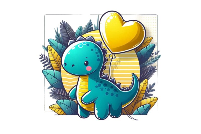 Watercolour Cute Dinosaur Retro Illustration T-shirt design – download instantly Retro Vintage T-shirt