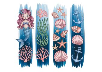 Colourful Vintage Mermaid t-shirt design download instantly Retro Vintage T-shirt