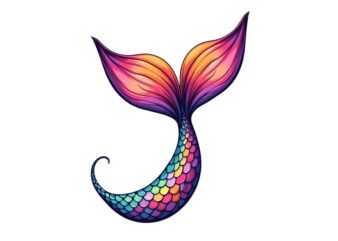 Watercolour Cute Mermaid Retro Illustration T-shirt design – download instantly