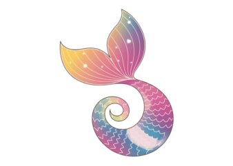 Colourful Vintage Mermaid t-shirt design download instantly Retro Vintage T-shirt