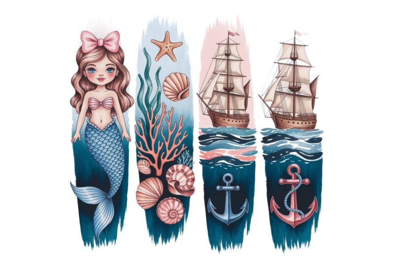 Trendy Retro Cute Mermaid Lover Graphics t-shirt design jpeg & png designs – download instantly