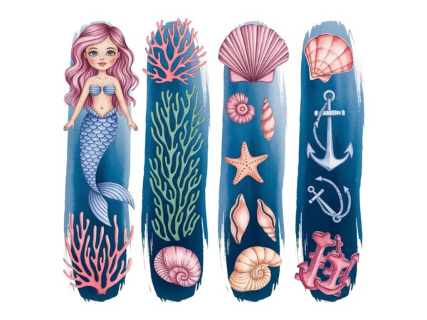 Watercolour cute mermaid retro illustration t-shirt design – download instantly