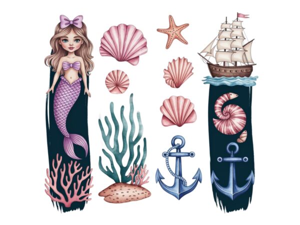 Colourful vintage mermaid t-shirt design download instantly retro vintage t-shirt