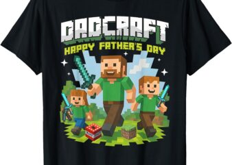 Dad Dadcraft Funny Gamer for Happy Father’s Day Gaming Pixel T-Shirt