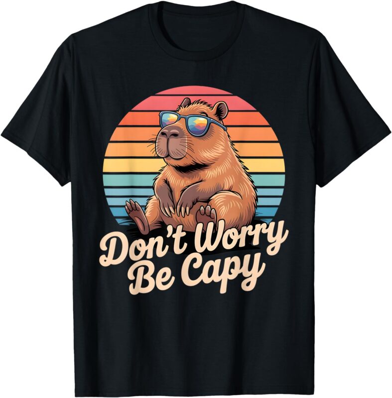Dont Worry Be Capy Funny Capybara Retro Men Boys Kids Women T-Shirt