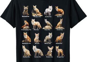 Foxes Of The World Funny Fox Animals Educational T-Shirt
